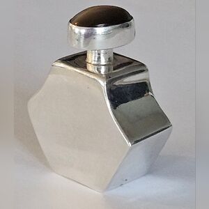 Vintage MCM Taxco Sterling Silver Mini Perfume Bottle Cat's Eye Stopper